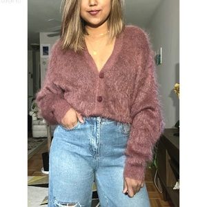 Italian made mohair mix button down sweater